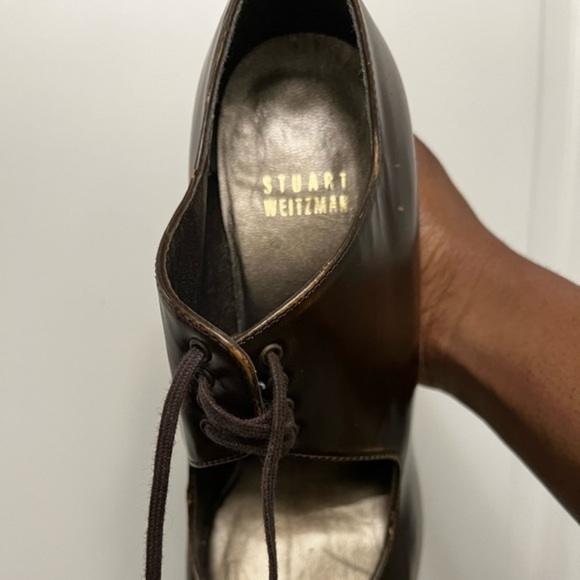 Stuart Weitzman unique heel shoe little distressed style - Picture 2 of 15